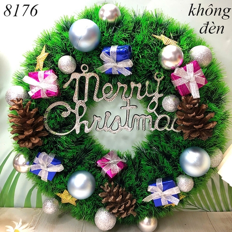 Vòng nguyệt quế noel Xanh hộp quà (không đèn) TP