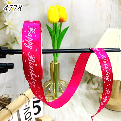 Ruybang chữ HAPPY BIRTHDAY hồng đậm khổ 2cm,22cm
