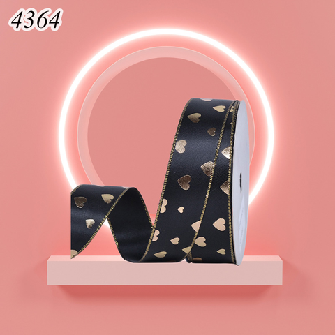 Cuộn 45m Ruybang lụa 3 hàng tim đen khổ 2.5cm