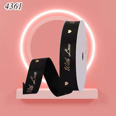 Cuộn 45m Ruybang trái tim with love đen khổ 2.5cm