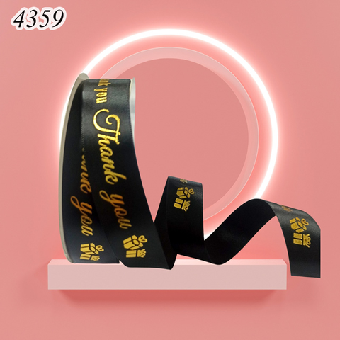 Cuộn 45m Ruybang hộp quà thank you đen khổ 2.5cm