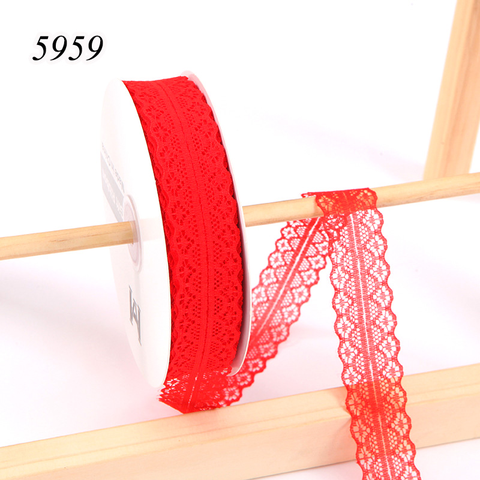 Cuộn 25m Ruy băng Ren đỏ tươi khổ 3cm