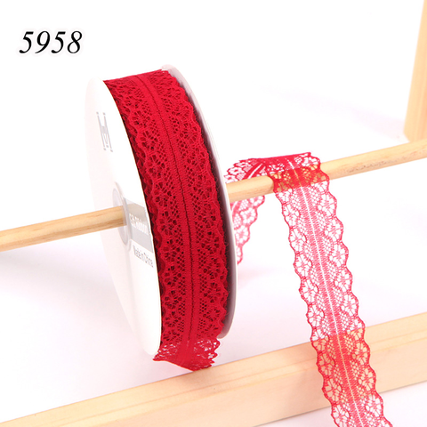 Cuộn 25m Ruy băng Ren đỏ đô khổ 3cm