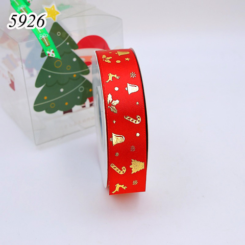 Cuộn 25m Ruybang noel đỏ họa tiết chuông hươu 2.5cm