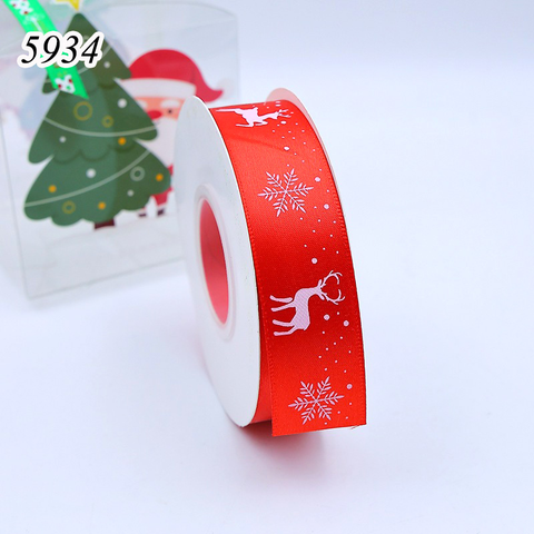 Cuộn 25m Ruybang Noel Đỏ Hươu Bông Tuyết 2.5cm