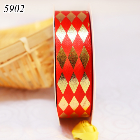Cuộn 25m Ruybang họa tiết kim cương 2.5cm Đỏ