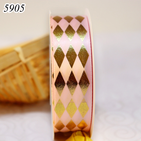 Cuộn 25m Ruybang họa tiết kim cương 2.5cm Hồng