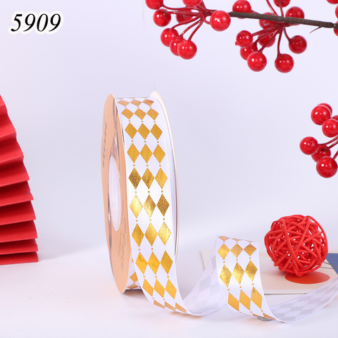 Cuộn 25m Ruybang họa tiết kim cương 2.5cm Trắng