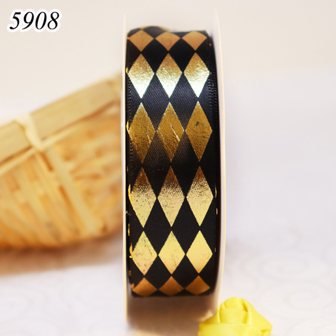 Cuộn 25m Ruybang họa tiết kim cương 2.5cm Đen