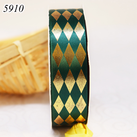 Cuộn 25m Ruybang họa tiết kim cương 2.5cm Xanh Lá Đậm