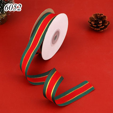 Cuộn 17m Ruy băng Noel họa tiết xanh đỏ khổ 2.5cm TQ