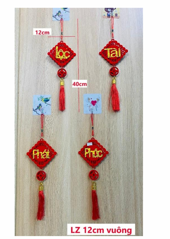 Tết-Set 4 dây treo 2 mặt hình vuông 12*40cm TP
