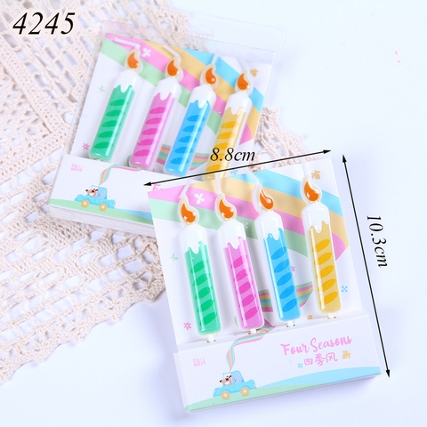 Vỉ 4 chiếc nến sắc màu trơn