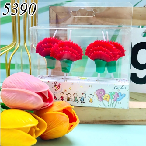 Vỉ 4 nến hoa cẩm chướng đỏ TQ