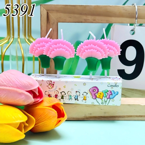 Vỉ 4 nến hoa cẩm chướng hồng TQ