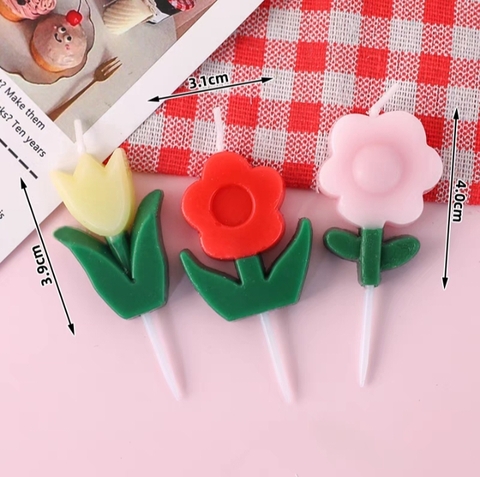 Vỉ 3 Nến hoa hồng đỏ vàng