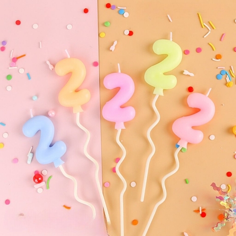 Nến số 2 màu pastel