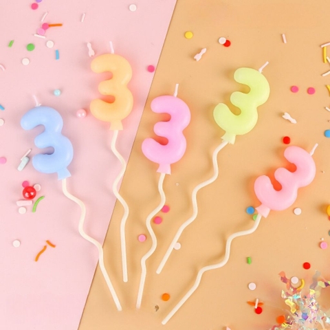 Nến số 3 màu pastel