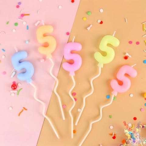 Nến số 5 màu pastel