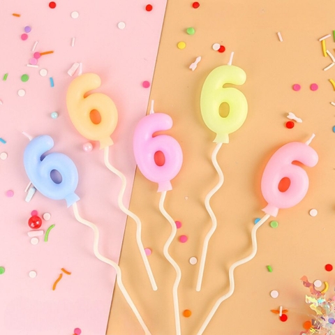 Nến số 6 màu pastel