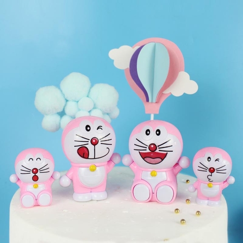 Bộ 4 doremon hồng nhựa nhẹ.