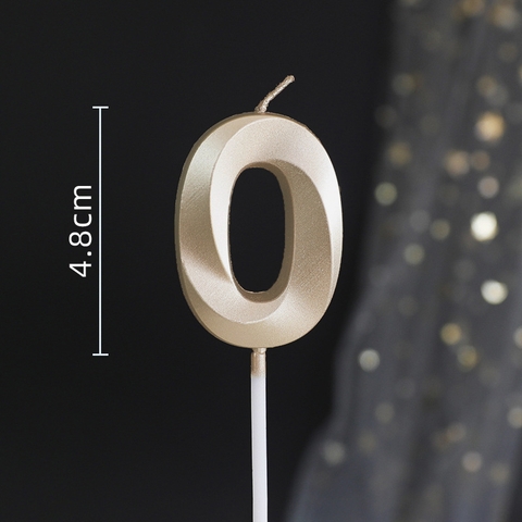 Nến số nhũ bạc 3D số 0