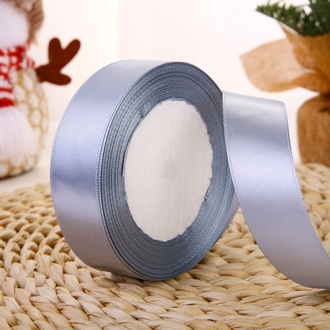 Ruybang lụa trơn xám khổ 2cm,22m