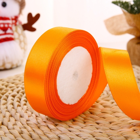 Ruybang lụa trơn cam khổ 2cm,22m