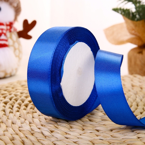 Ruybang lụa trơn xanh dương khổ 2cm,22m
