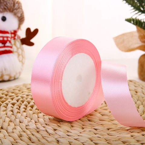 Ruybang lụa trơn hồng nhạt khổ 2cm,22m