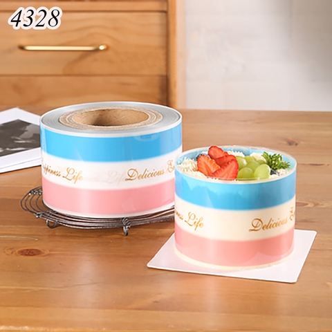 Cuộn mica bọc thành bánh 3 màu xanh trắng hồng