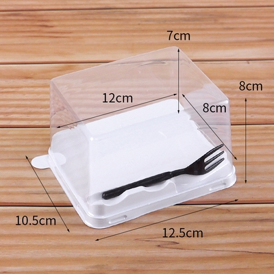 Hộp chữ nhật nhựa đựng bánh đế trắng
