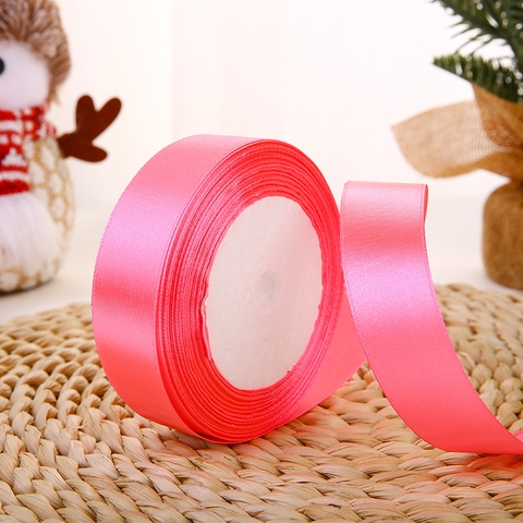 Ruybang lụa trơn hồng đậm khổ 2cm,22m.