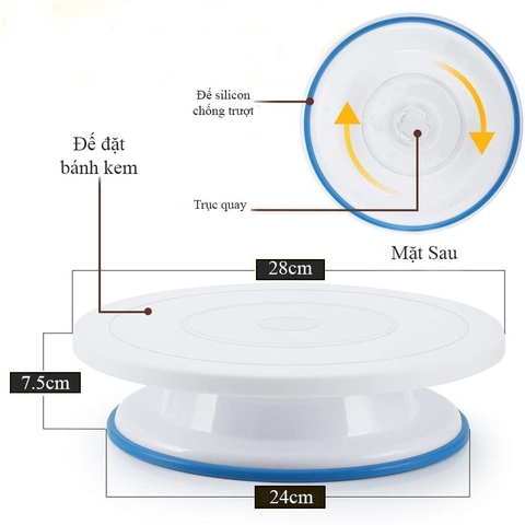 Bàn xoay bánh kem nhựa CÓ hộp