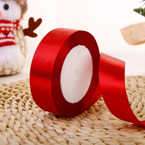 Ruybang lụa trơn đỏ đô khổ 2cm,22m