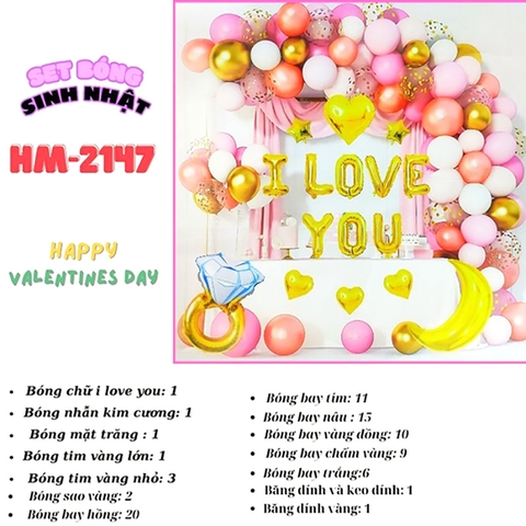 Bóng chữ  I LOVE YOU chữ Vàng 2147 TT