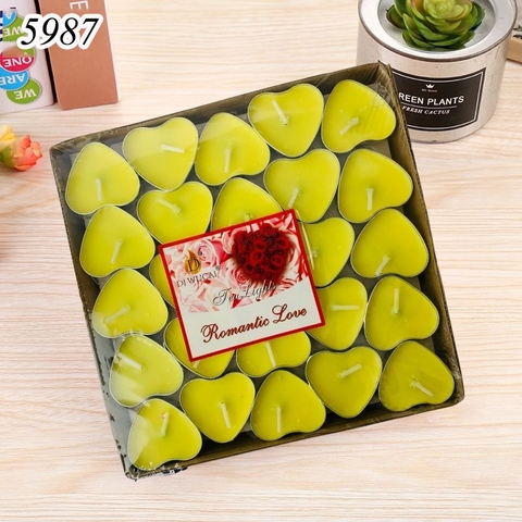 Vỉ 50 nến .TIM. TeaLight tình yêu màu vàng