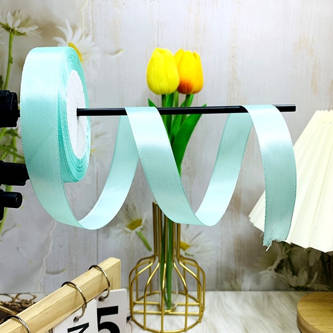 22m RUYBANG lụa trơn Xanh Lá Nhạt khổ 2cm