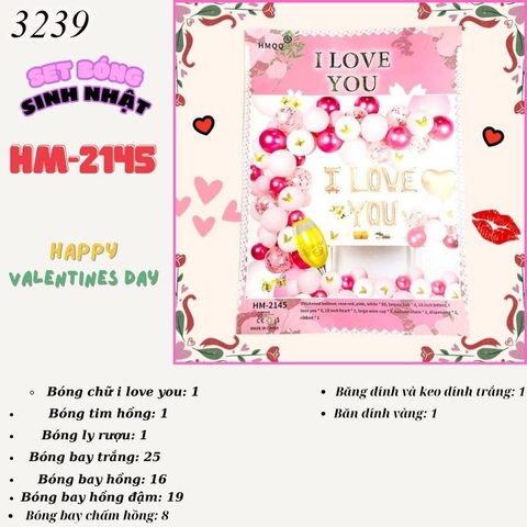 Bóng chữ  I LOVE YOU chữ Hồng 2145 TT