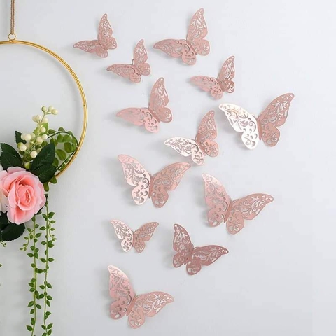 sét 12 bướm giấy mica hồng
