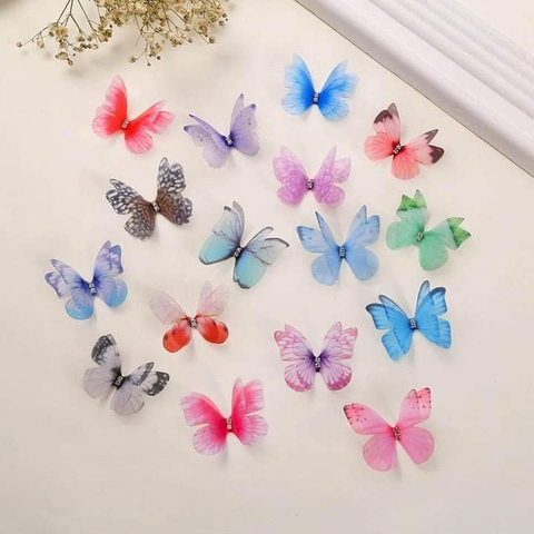 Set 10 bướm vải đính đá 2 lớp.