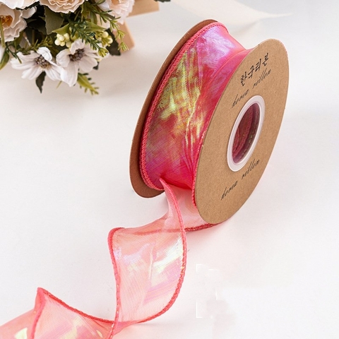 Ruybang voan lụa óng ĐỎ cao 4cm dài 9m