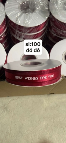 Lẻ 3m ruybang ren best wishes for you Đỏ Đô 2.5cm