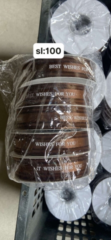 Lẻ 3m ruybang ren best wishes for you Nâu 2.5cm