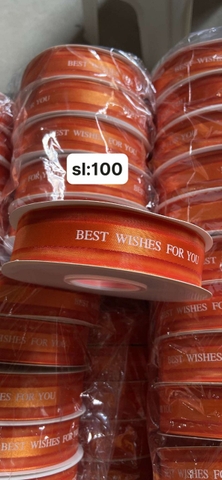 Lẻ 3m ruybang ren best wishes for you Cam 2.5cm