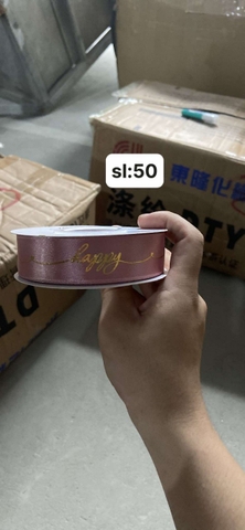 Lẻ 3m ruybang happy Hồng Đậm 2.5cm