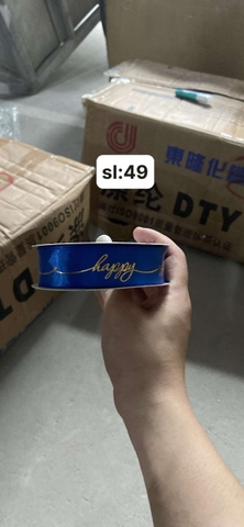 Lẻ 3m ruybang happy Xanh Dương Đậm 2.5cm