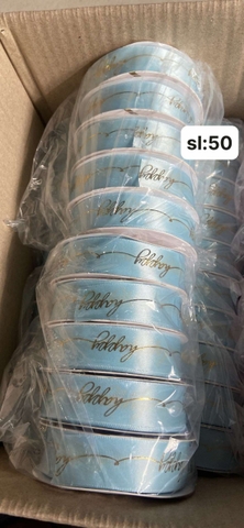 Lẻ 3m ruybang happy Xanh Dương Nhạt 2.5cm