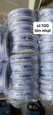 Lẻ 3m ruybang ren best wishes for you Tím Nhạt 2.5cm