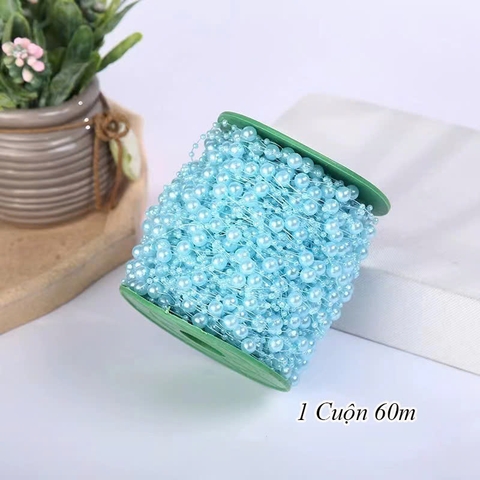 Cuộn 60m ngọc trai mix size  XANH DƯƠNG  TP